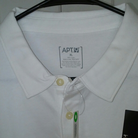 Apt 9 Men's White Polo 100% Cotton Shirt - Picture 5 of 8
